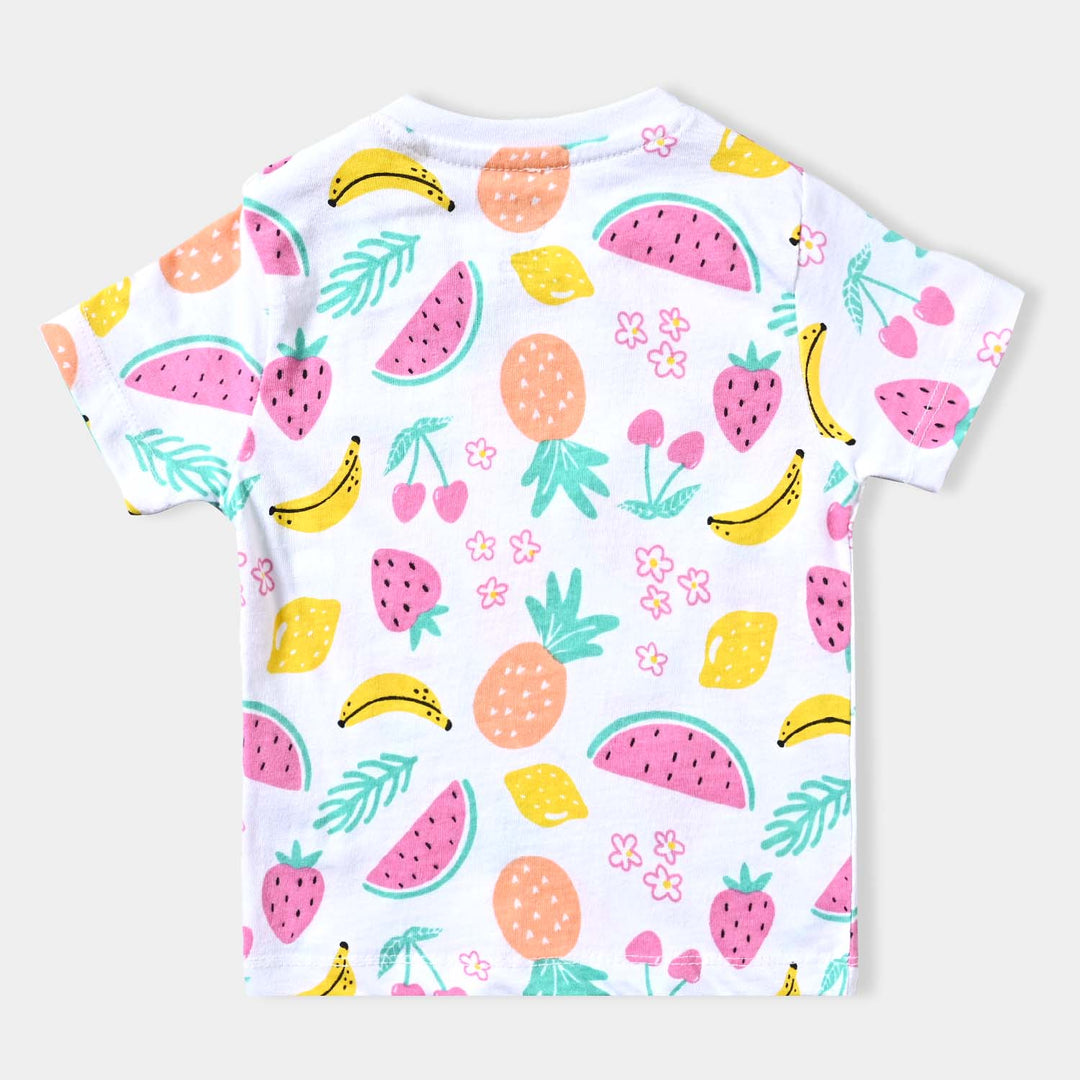 Infant Girls Cotton Jersey T-Shirt Fruits-Printed