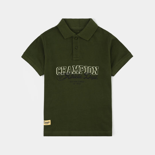 Boys Cotton PK Polo Champion-Rifle Green