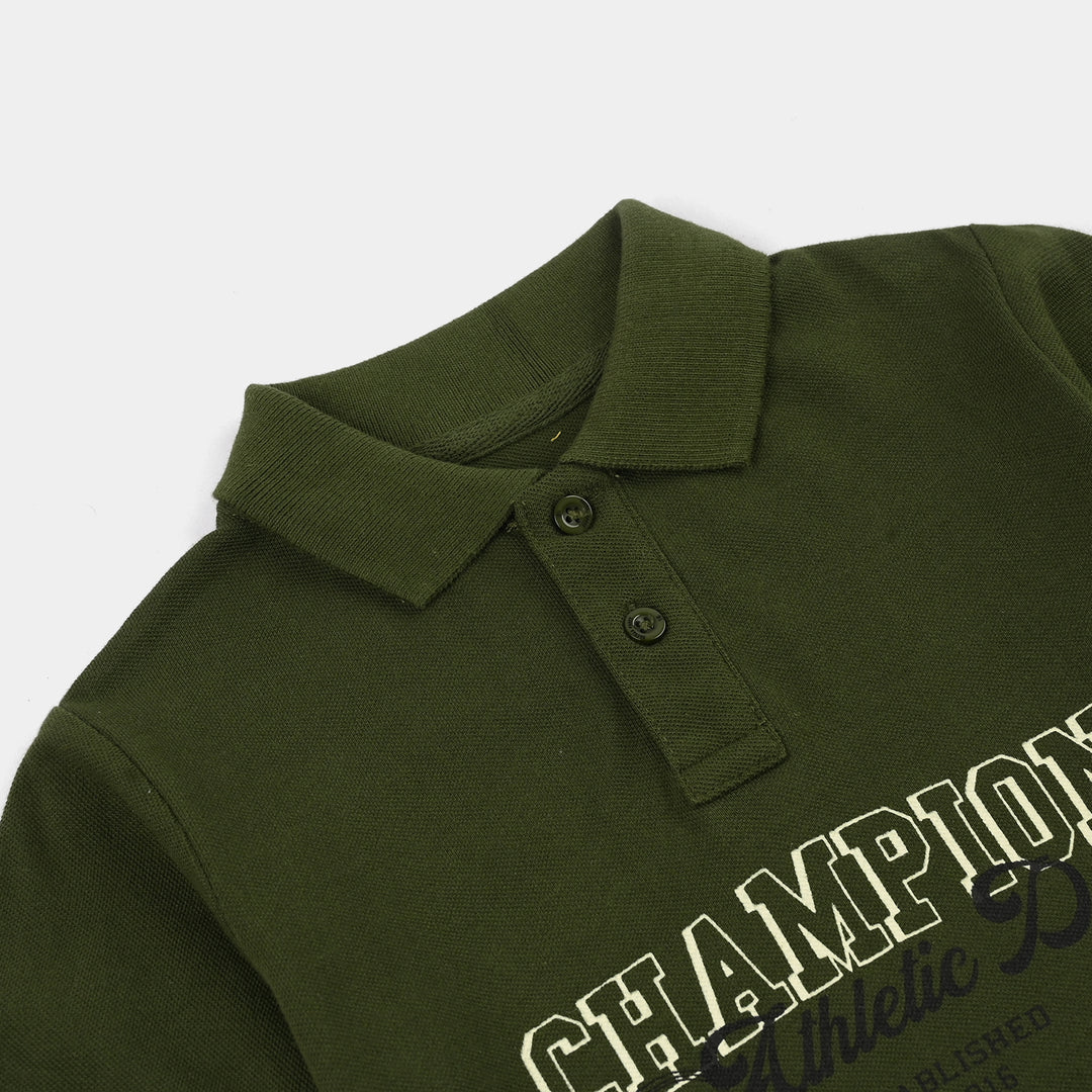Boys Cotton PK Polo Champion-Rifle Green