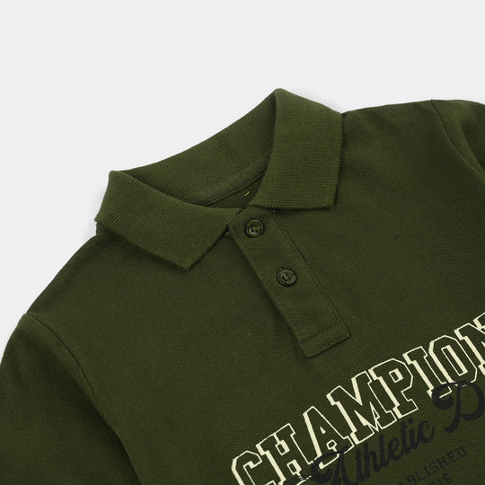Boys Cotton PK Polo Champion-Rifle Green