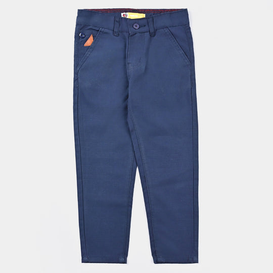 Boys Cotton Pant Solid-Navy Blue