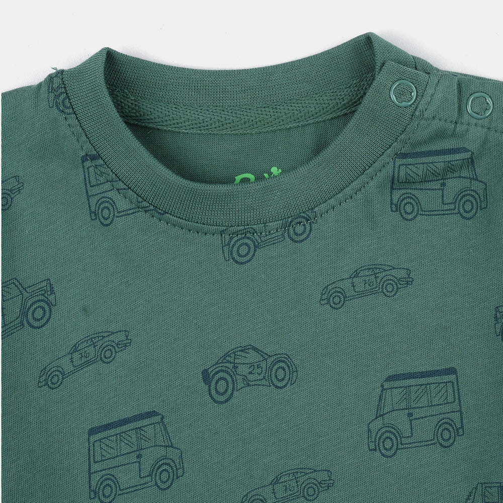 Infant Boys Jersey/Terry T-Shirt Car & Jeep- Blue