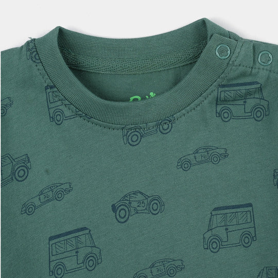 Infant Boys Jersey/Terry T-Shirt Car & Jeep- Blue