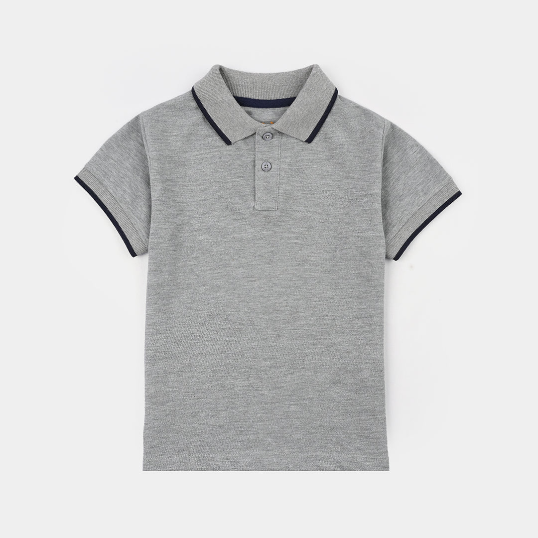 Boys Cotton PK Polo Basic - Gray