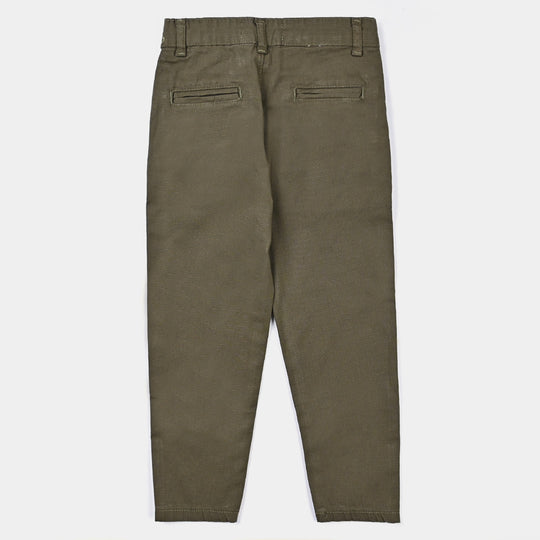 Boys Cotton Pant Solid-Olivine