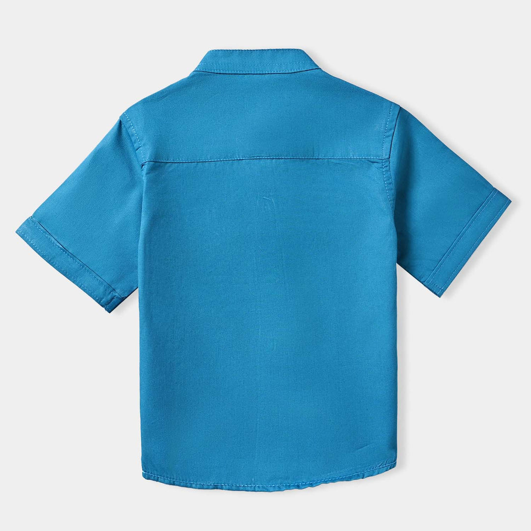 Infant Boys Cotton Poplin Basic Casual Shirt (Truck)-T/Blue