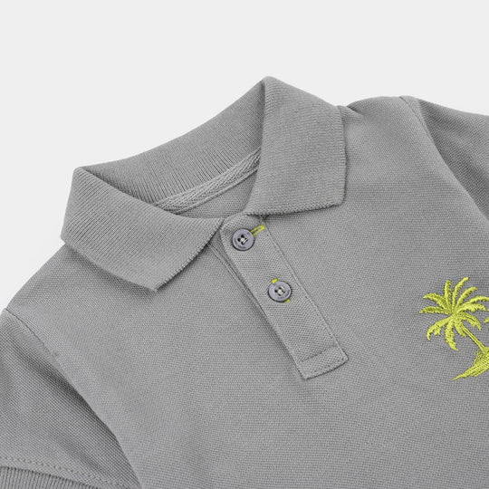 Infant Boys Cotton PK Polo Palm Tree