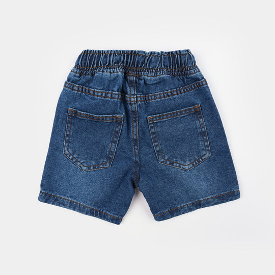 Boys Denim Viscose Short Distress-Dark BLUE