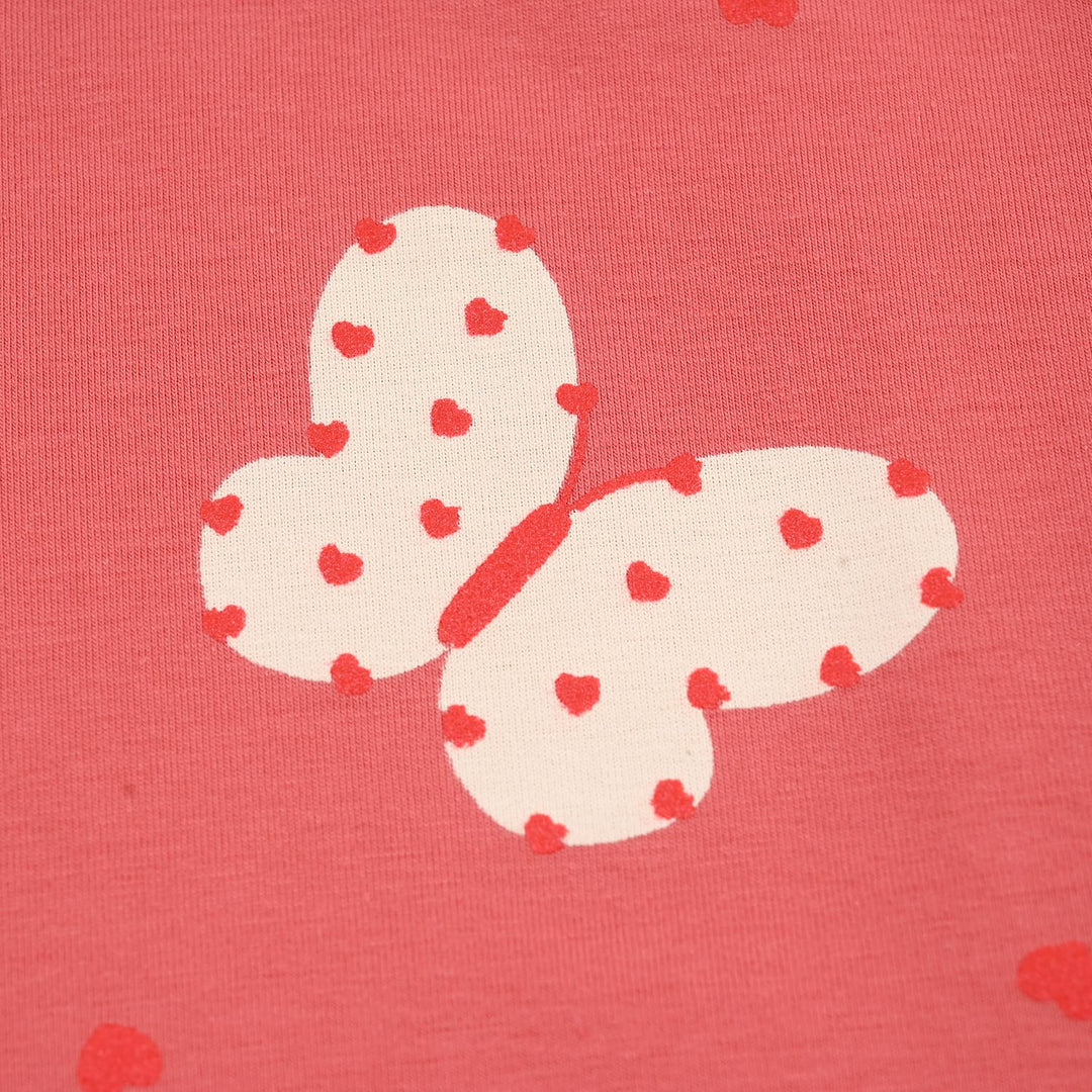 Girls Lycra Jersey T-Shirt H/S BUTTERFLY HEARTS-Pink