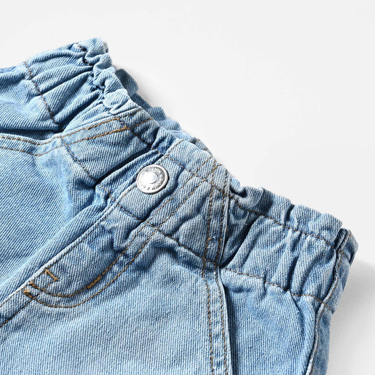 Infant Girls Denim Short Rainbow-Ice Blue