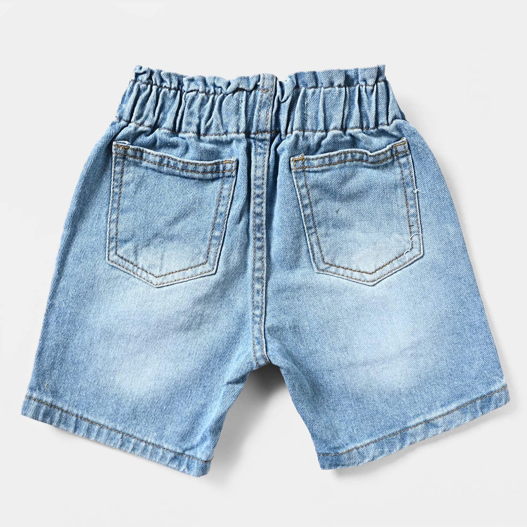 Infant Girls Denim Short Rainbow-Ice Blue