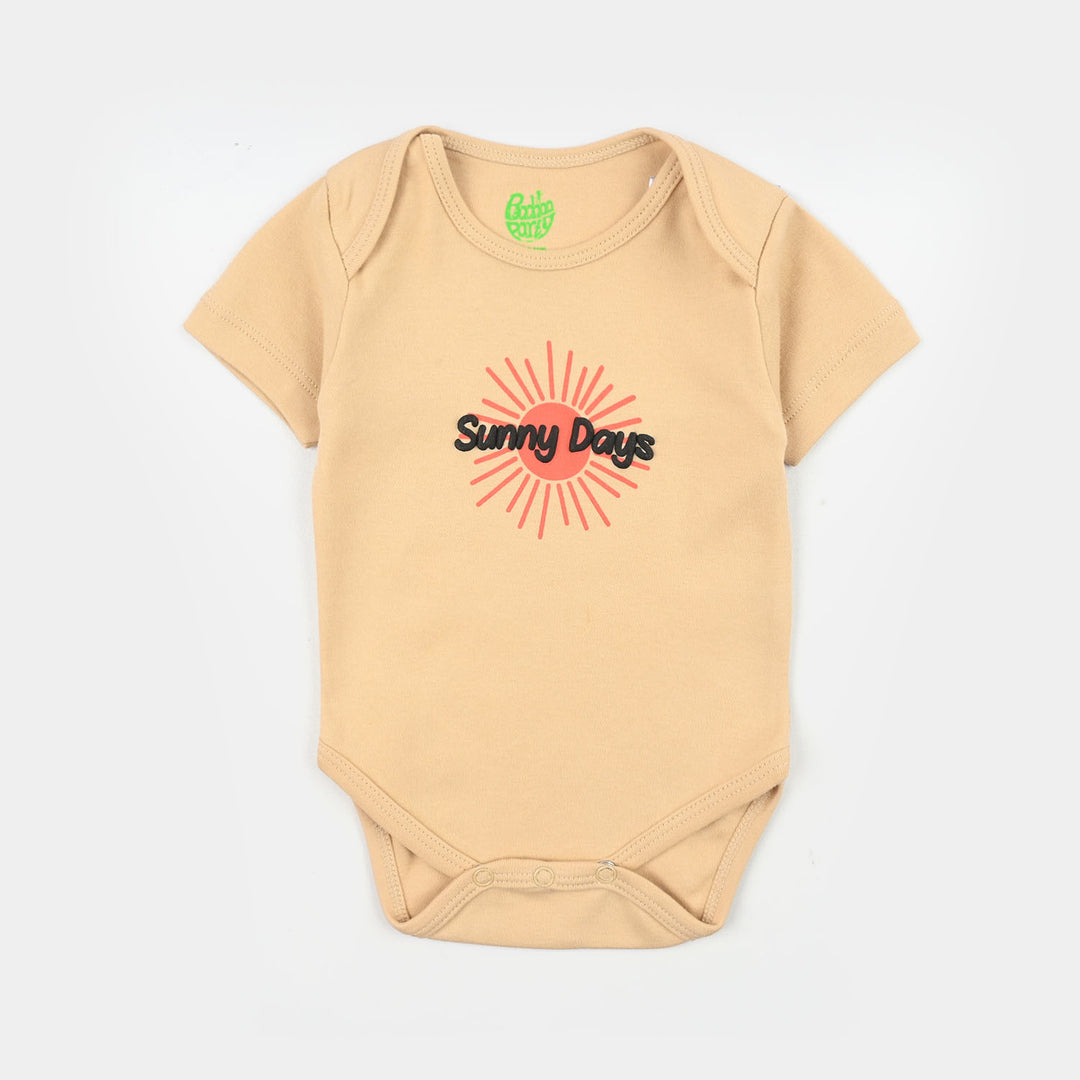 Infant Boys Cotton Interlock Basic Romper Sunny Days-BROWN