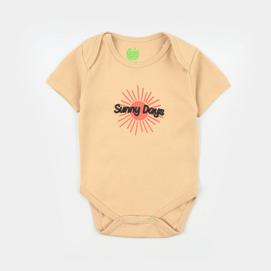 Infant Boys Cotton Interlock Basic Romper Sunny Days-BROWN