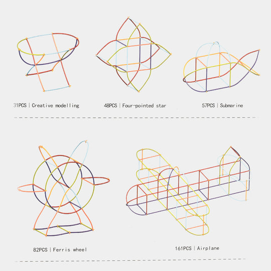 DIY Flexible Straw Building Block Set (242 Pieces)
