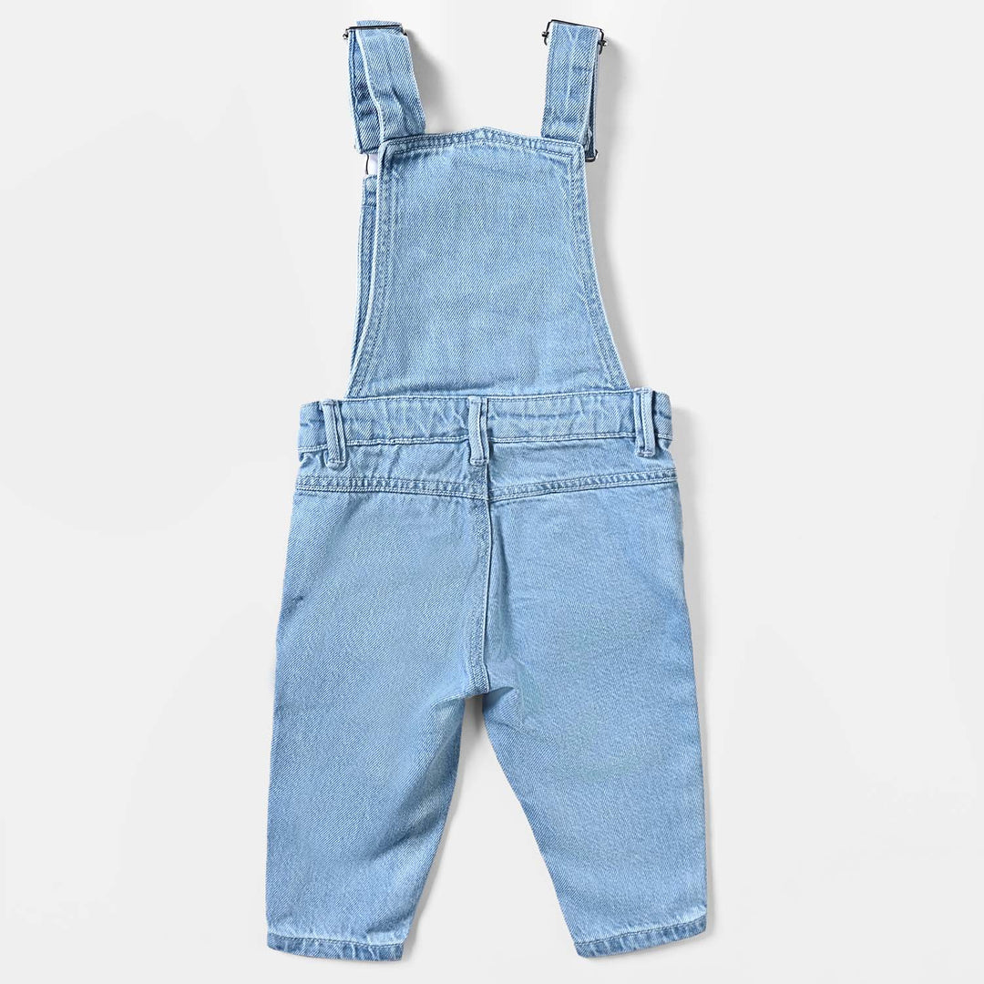 Infant Girls Denim Dangri Cute Cat-LT.Blue