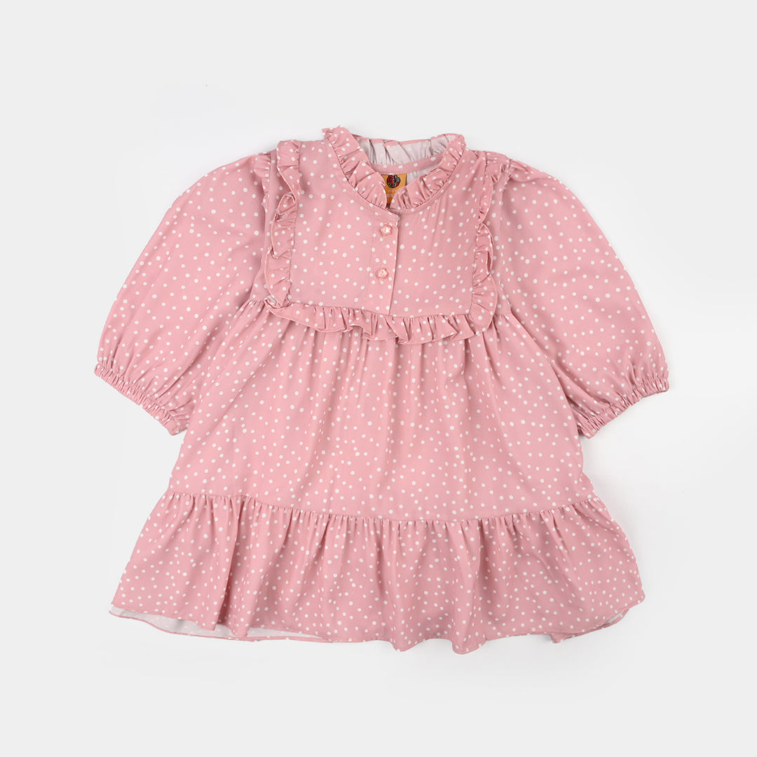 Girls Polyester Casual Frock Beauty - PINK