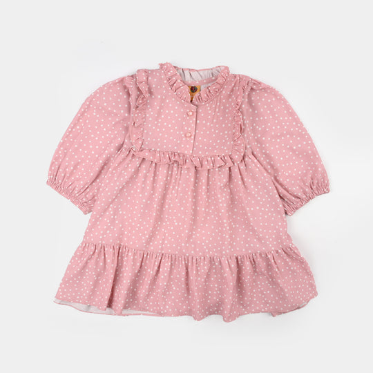 Girls Polyester Casual Frock Beauty - PINK