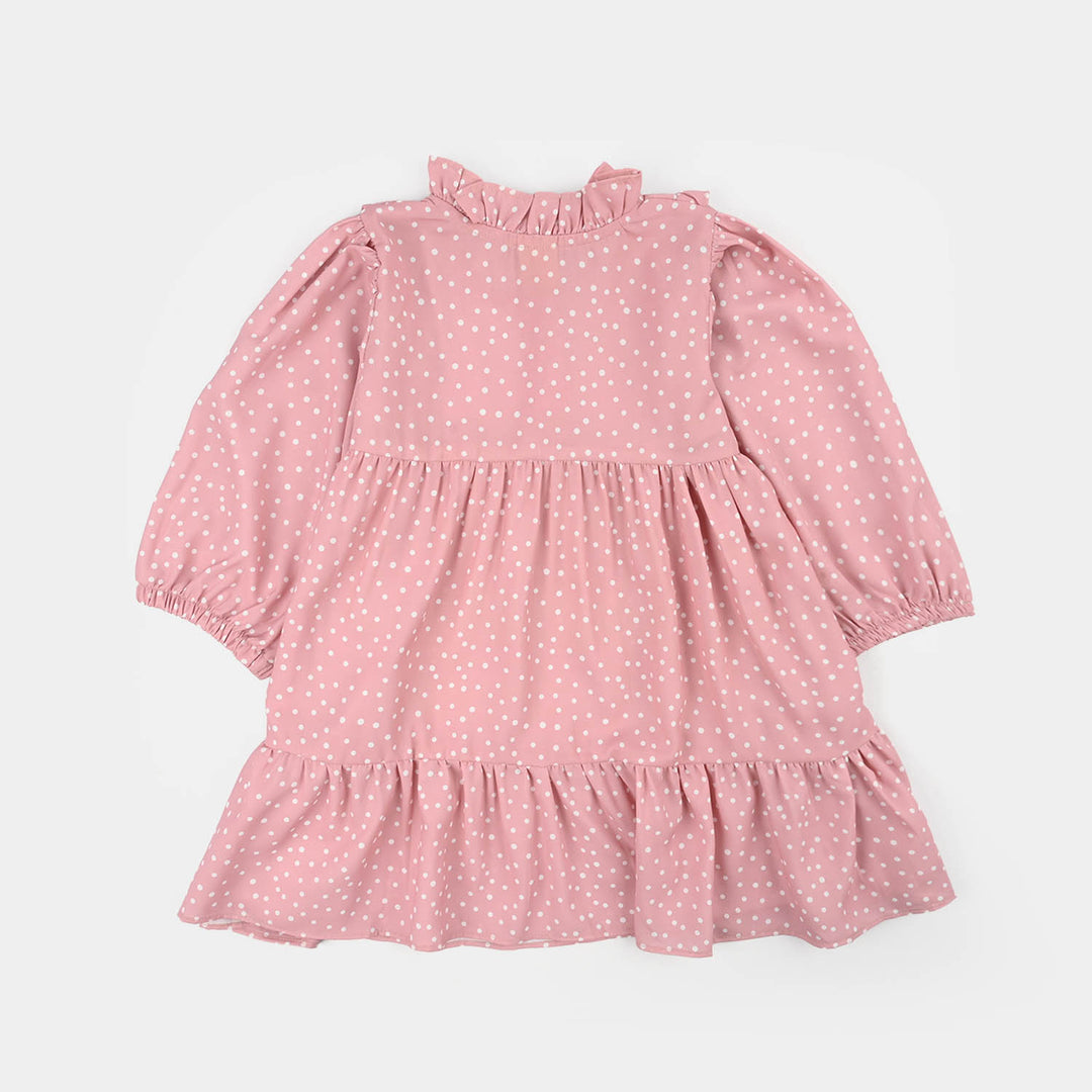 Girls Polyester Casual Frock Beauty - PINK