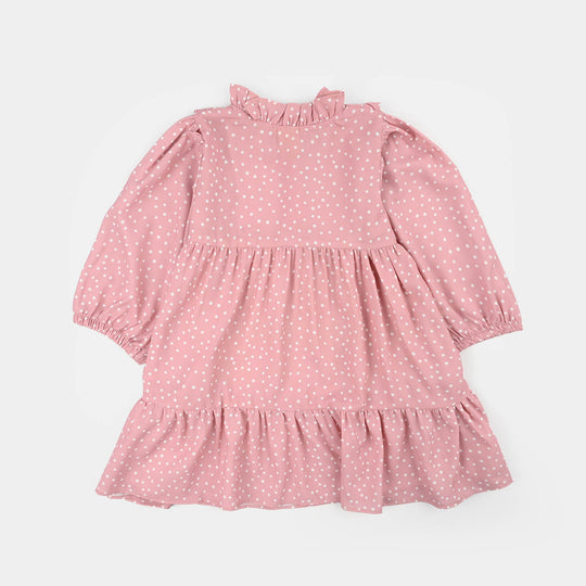 Girls Polyester Casual Frock Beauty - PINK