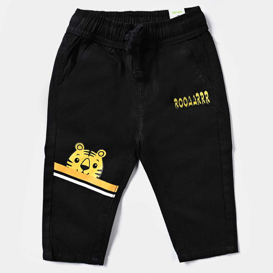 Infant Boys Cotton Twill Pant Roar-BLACK