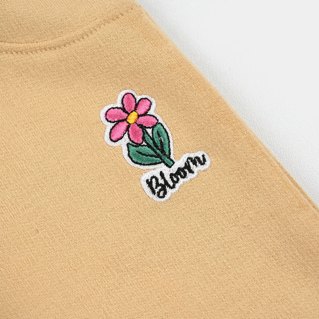 Infant Girls Cotton Terry Pyjama Bloom-Pebble