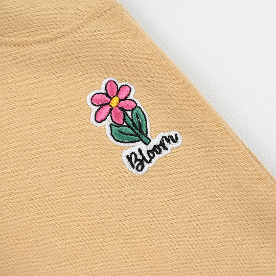 Infant Girls Cotton Terry Pyjama Bloom-Pebble