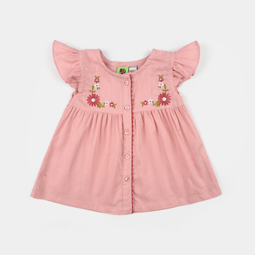 Infant Girls Cotton Slub 2Pc Suit-Blush-Peach