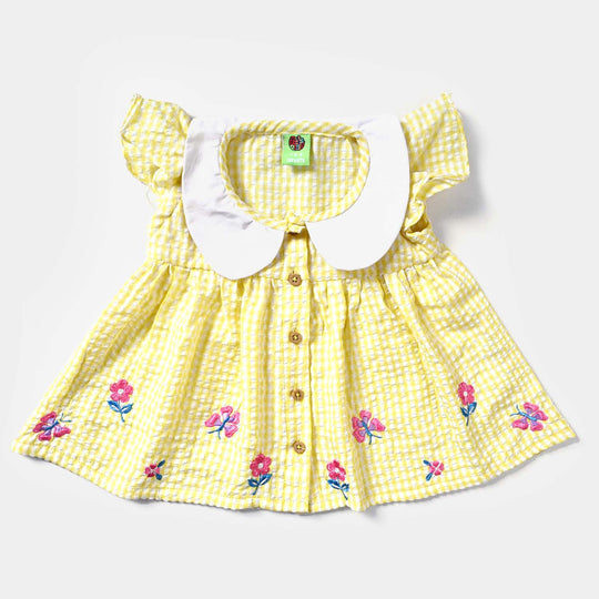 Infant Girls Poly Cotton Emb Top Check pattern