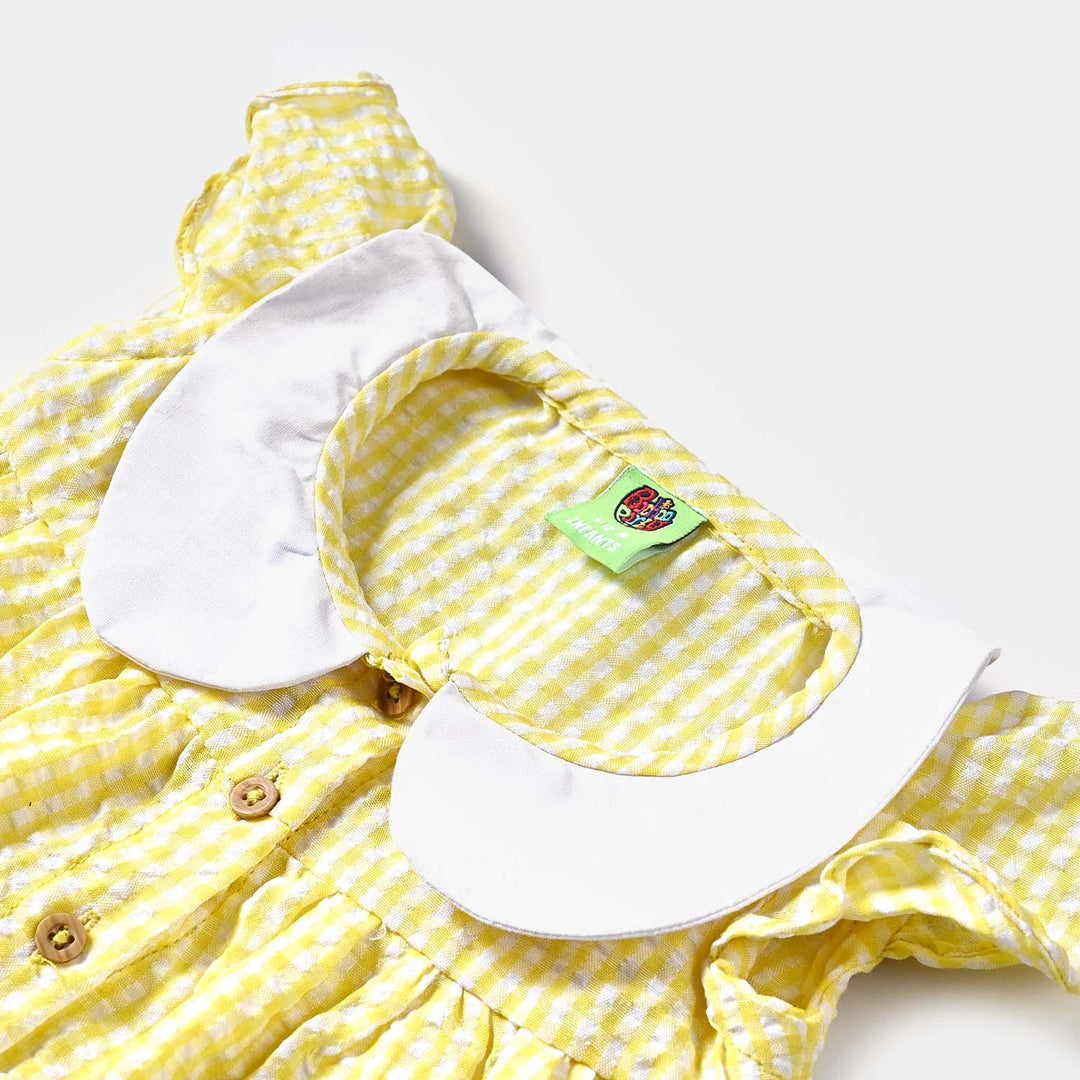 Infant Girls Poly Cotton Emb Top Check pattern