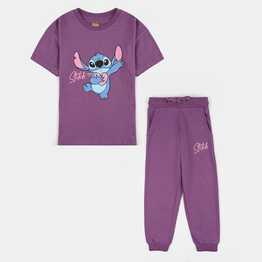 Girls Jersey/Terry 2Piece Suit Sttich-Very.Grape