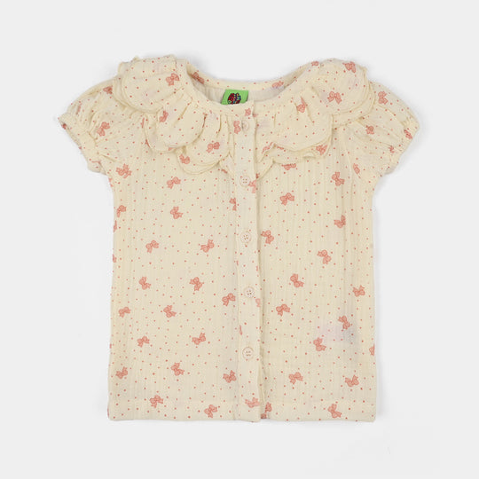 Infant Girls Gauze 2Pc Suit-Polka-Off-White