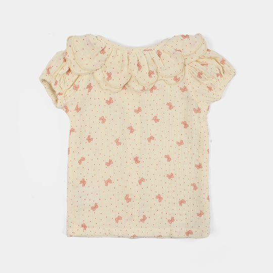 Infant Girls Gauze 2Pc Suit-Polka-Off-White