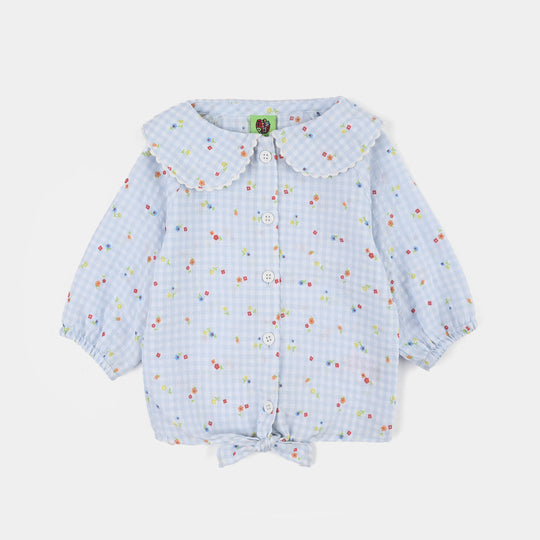 Infant Girls Cotton 2Pc Suit-Flower Bloom-Light Blue