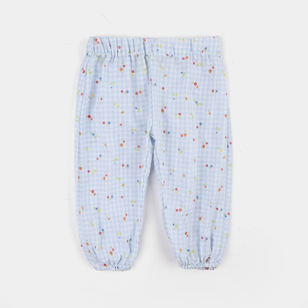 Infant Girls Cotton 2Pc Suit-Flower Bloom-Light Blue