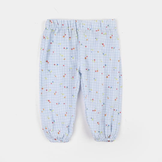 Infant Girls Cotton 2Pc Suit-Flower Bloom-Light Blue
