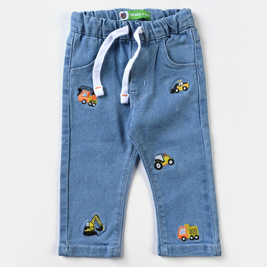 Infant Boys Denim Stretch Pant Tractor-LIGHT BLUE