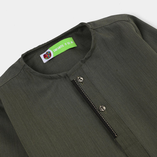 Infant Boys Poly Viscose 2Piece Suit (Dusty Olive)-GREEN