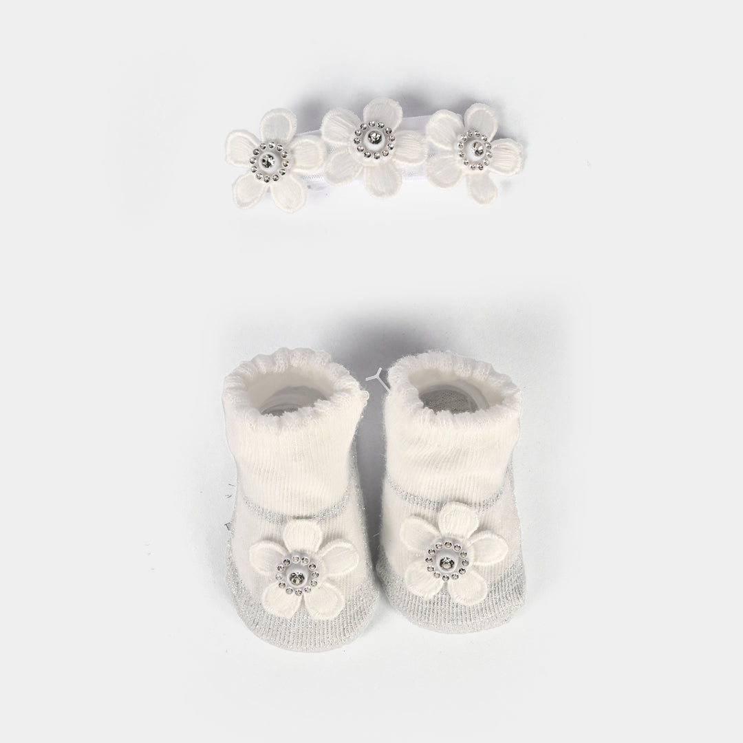 Baby Socks Booties with Headband | 3-12M