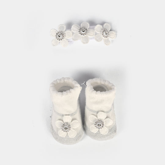 Baby Socks Booties with Headband | 3-12M