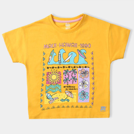 Girls Cotton Jersey T-Shirt H/S Hawaii-Citrus