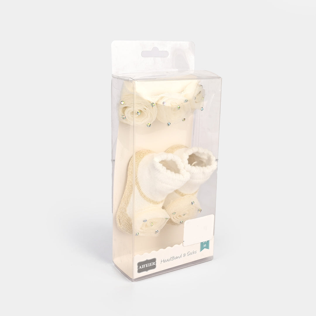 Baby Socks Booties with Headband | 3-12M