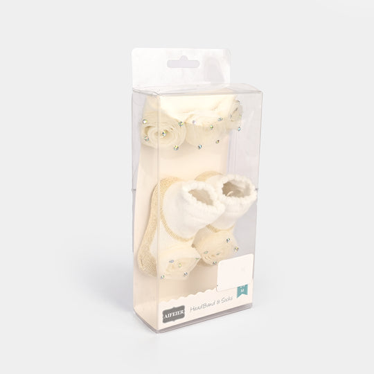 Baby Socks Booties with Headband | 3-12M