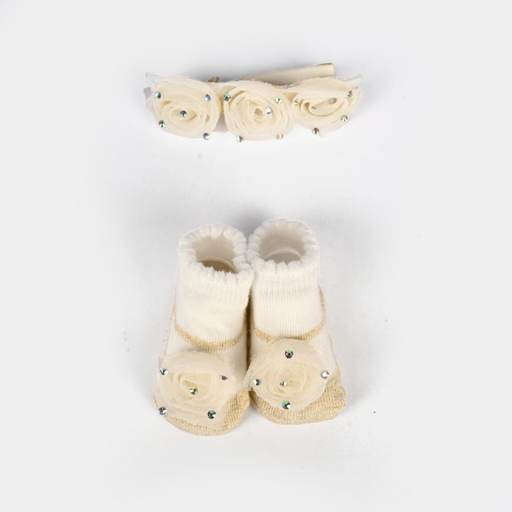 Baby Socks Booties with Headband | 3-12M