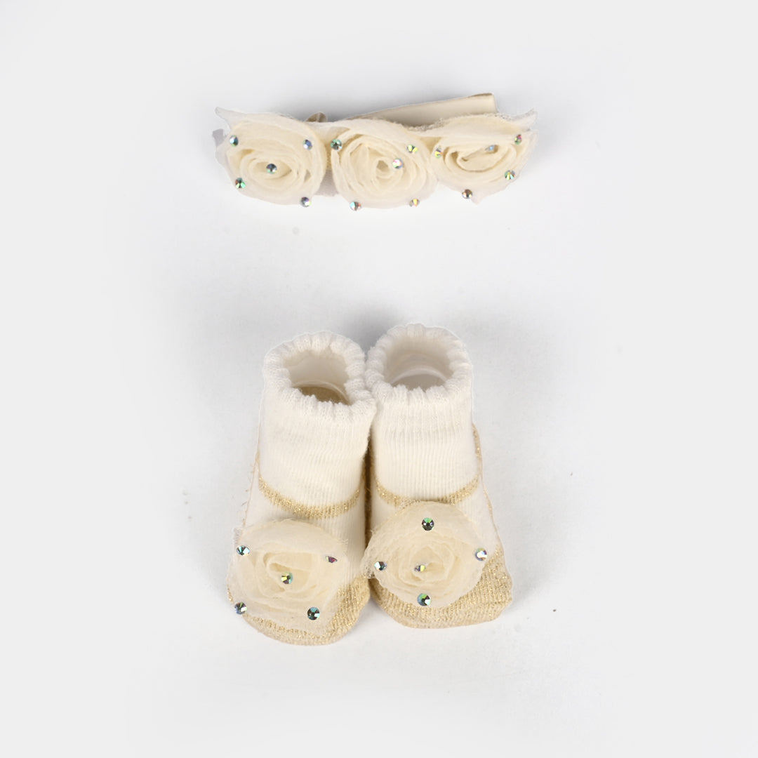 Baby Socks Booties with Headband | 3-12M