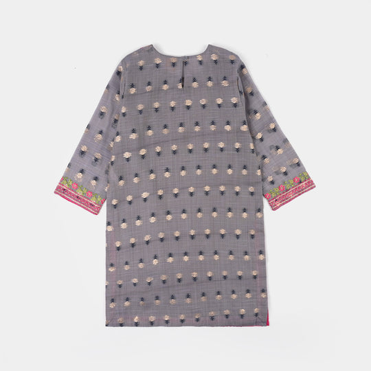 Girls Cotton Jacquard 3Piece Zari Zewar-GREY