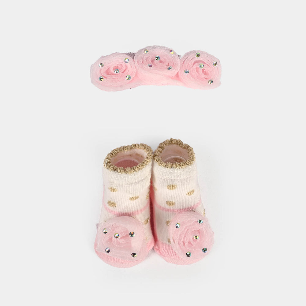 Baby Socks Booties with Headband | 3-12M