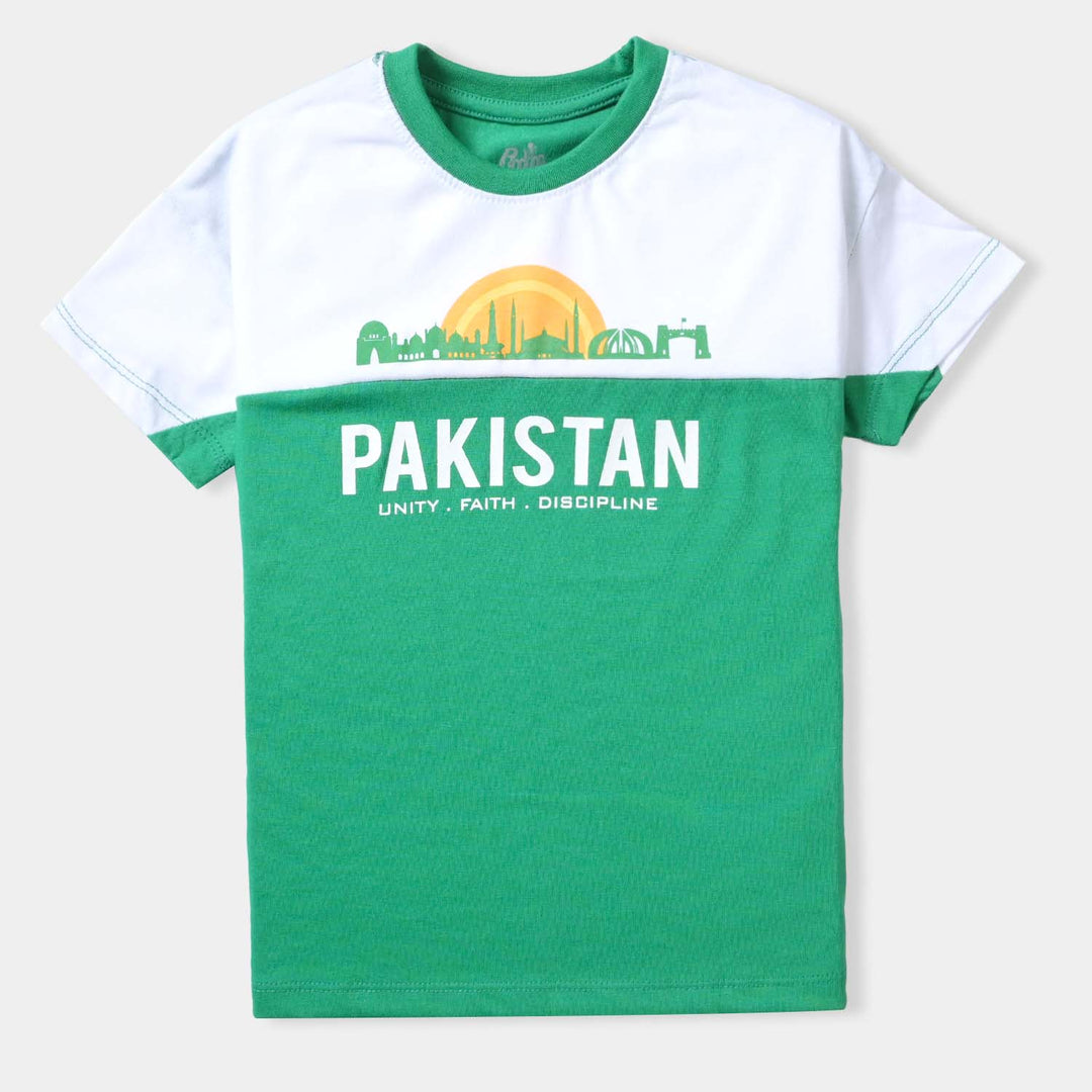 Boys Poly Cotton Jersey T-Shirt H/S Pakistan-Fern Green