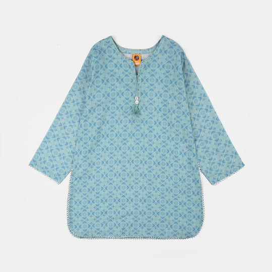 Girls Cotton Poplin Printed 2Piece Tie Dye-Blue