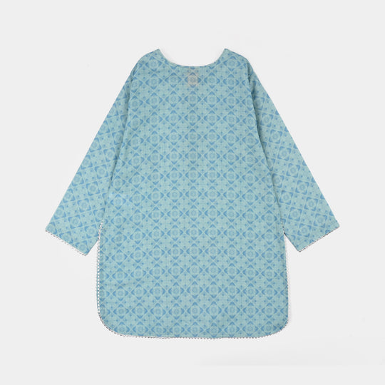 Girls Cotton Poplin Printed 2Piece Tie Dye-Blue