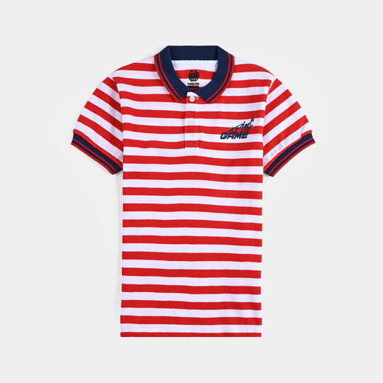 Boys Cotton PK Polo Play Game-Red White